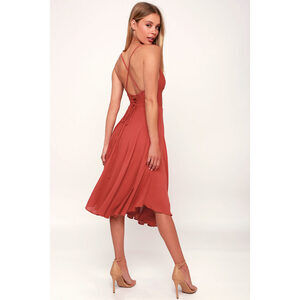 Lulus Troulos Rust Red Lace-up Midi Dress - Size S
